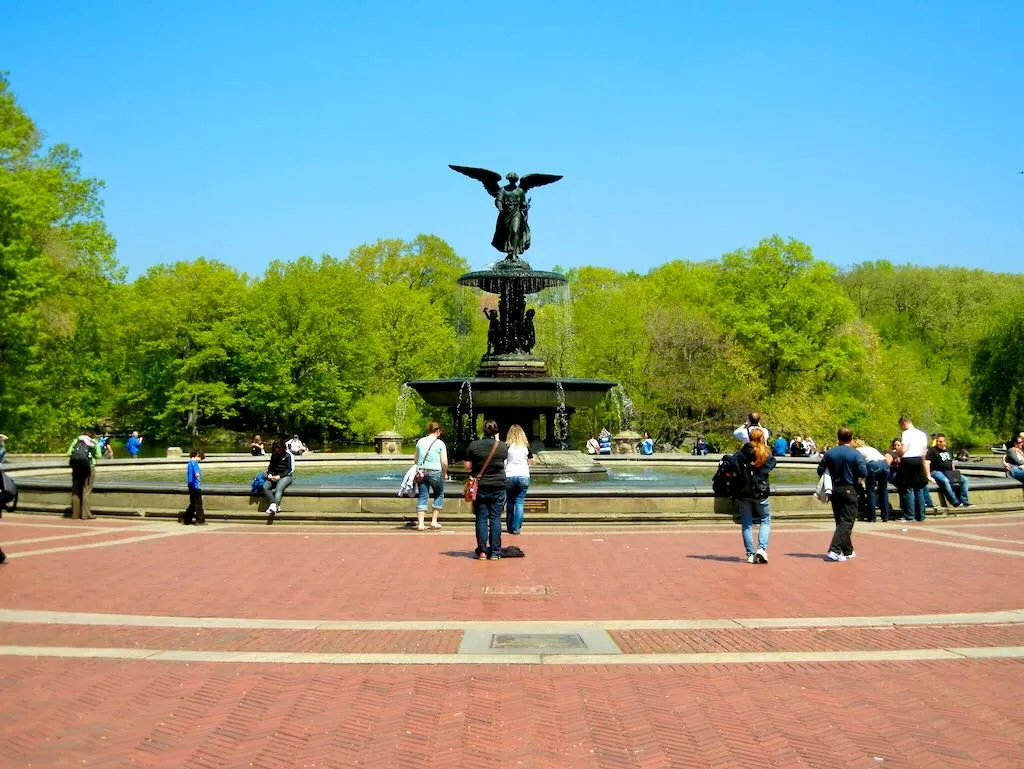 Central Park New York in Spring - Online Flower Garden Bethesda Terrace and Fountain Central Park New York in Spring